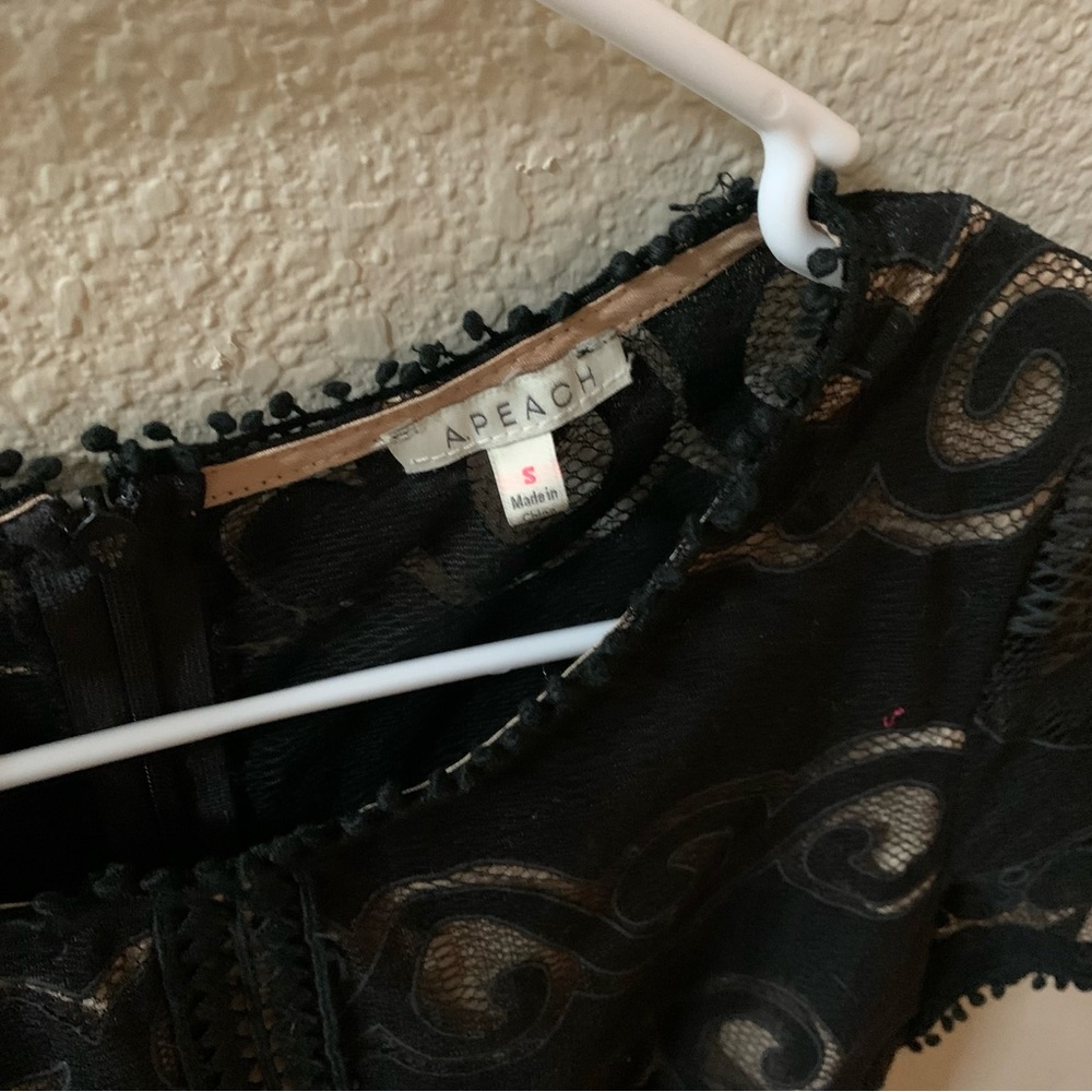 A.PEACH Dress, Black Sheer Embroidery, Size S
